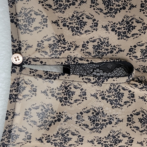 Pleione Lace Trim Blouse Chiffon Smocked Cuffs Keyhole Back Sheer Size XS - Picture 8 of 11